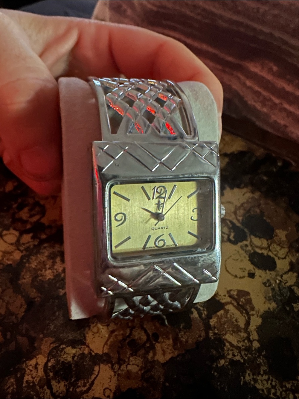 Silver-Tone Women's Quartz Cuff Watch - Silver